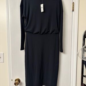 NWT Ann Taylor Navy Blouson Midi Dress Size 2